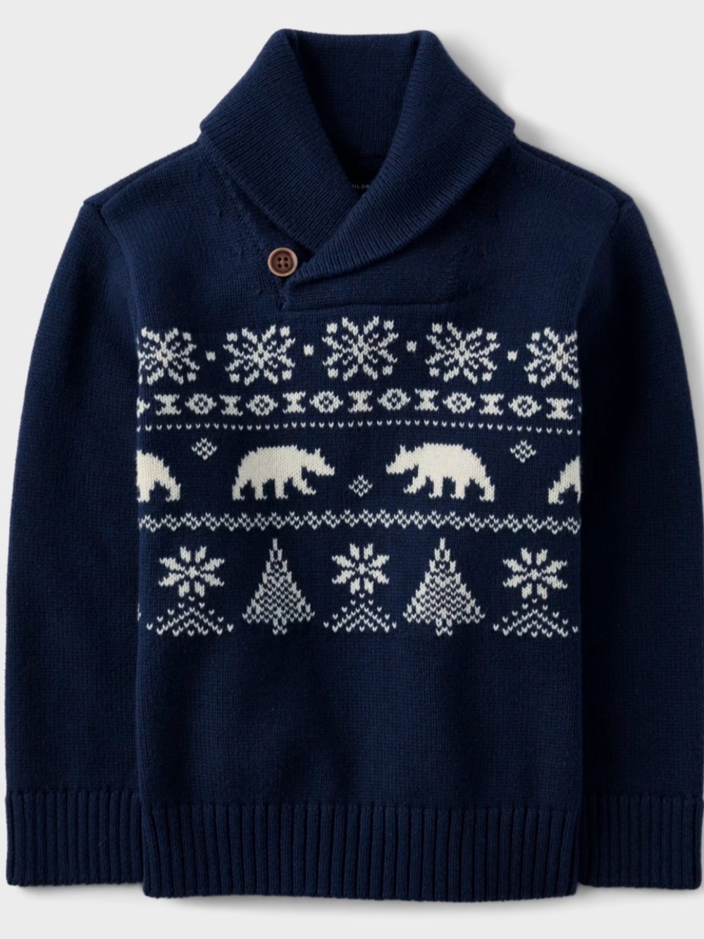 The Children’s Place Boys Polar Bear Fairisle Shawl Sweater